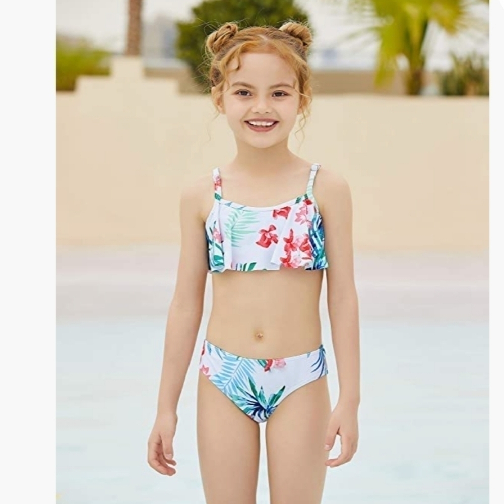 Ashiner Girl's Flounce Two Piece Bikini Swimsuit